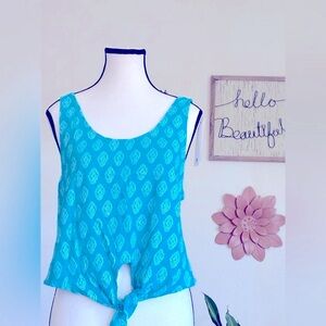 Roxy Blue Tie Front Tank Top Size L NWT